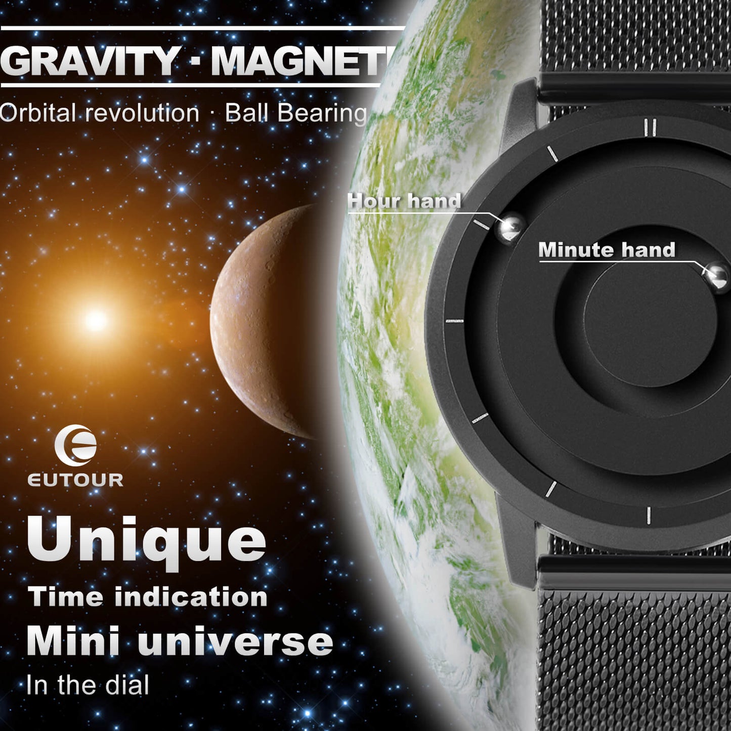 EUTOUR Klasikaj Magnetaj Minimalismaj Horloĝoj E024