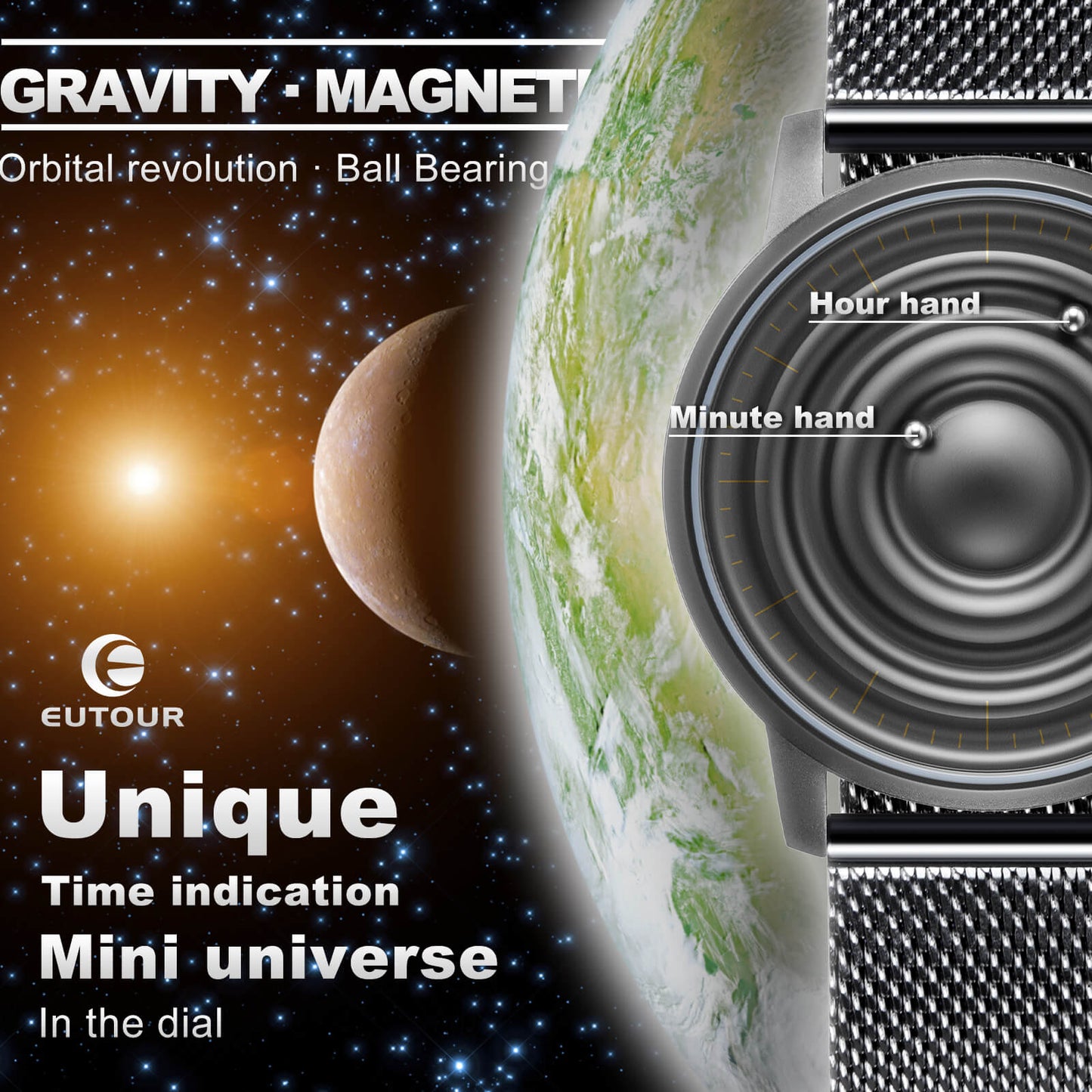 Karesansui Klasikaj Magnetaj Minimalsmaj Horloĝoj U041